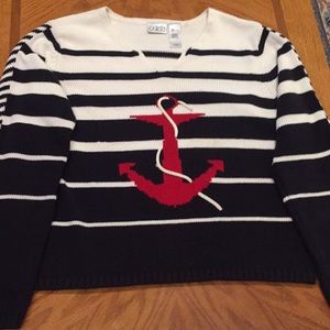 Nautical theme vneck sweater